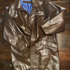 Vintage Brown Leather Trench Coat